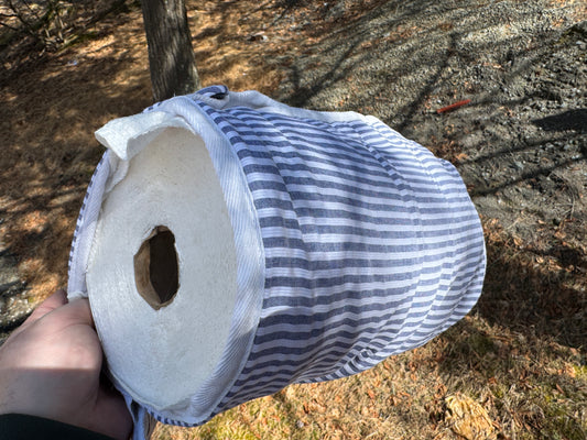 2x Lazytowel. Blueish-gray striped.